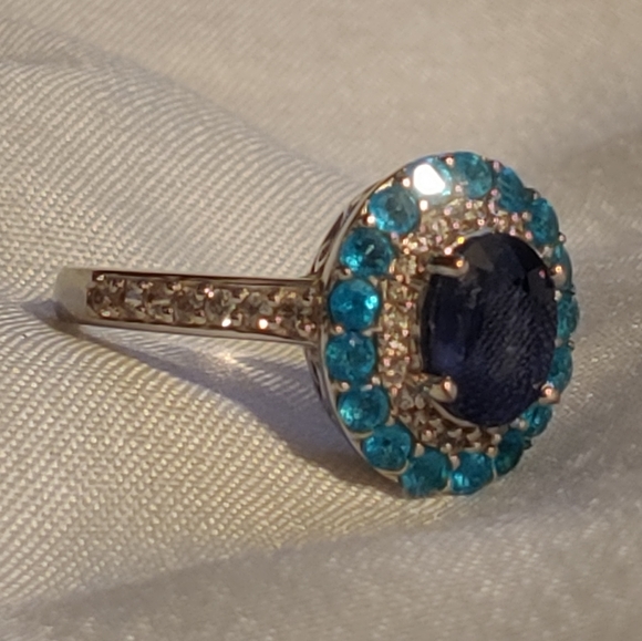 Sterling silver mult gemstone ring Marked 925 MLD - Picture 9 of 9